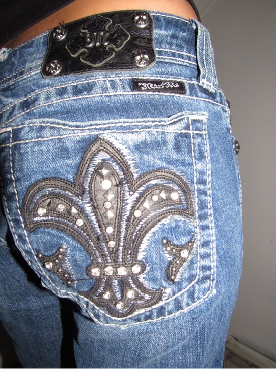 Miss Me Denim - Miss Me Blue Denim Bootcut Jeans with Embellished Fleur-de-Lis
